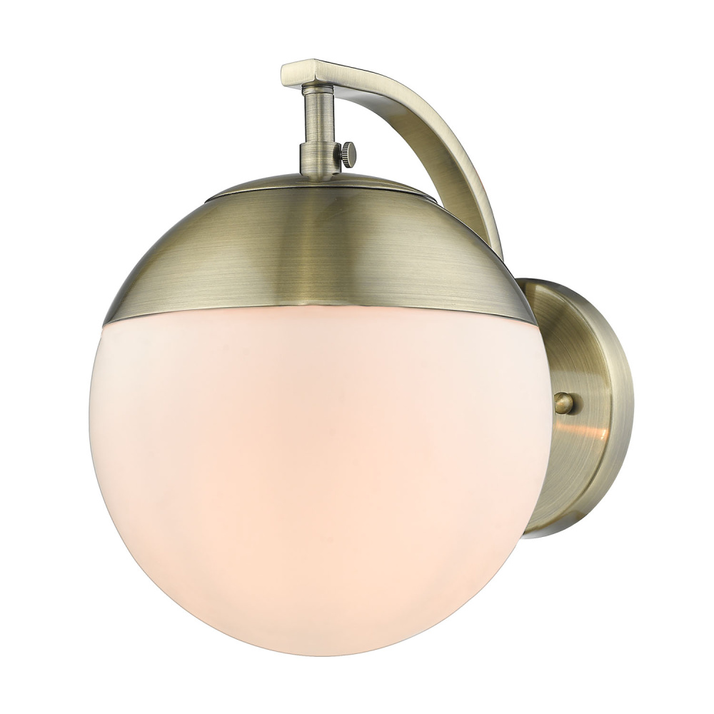 Golden Lighting Dixon 1-light Wall Sconce in Aged Brass and Opal Glass